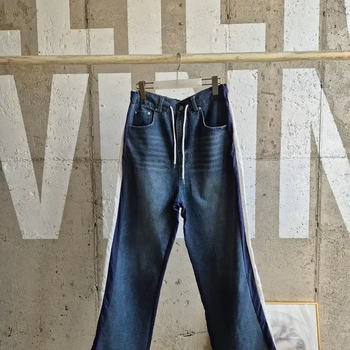 [BUNJANG] Sideline Front Denim Wide Pants / 사이드라인  앞데님 와이드 팬츠(PT1