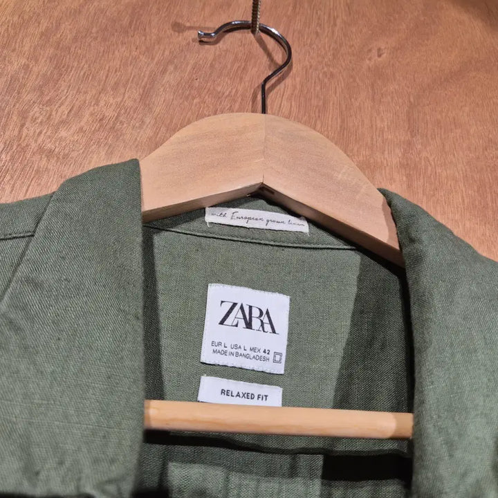 [BUNJANG] ZARA Linen Half Shirt - Size L / ZARA 자라 린넨 하프 셔츠 L (번705