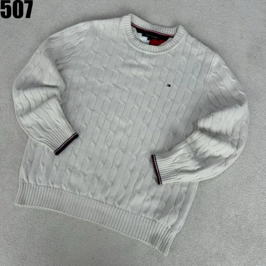 [BUNJANG] Tommy Hilfiger Cable Knit Sweater Ivory L / 타미힐피거 케이블 니트 아이보리 스웨터 L