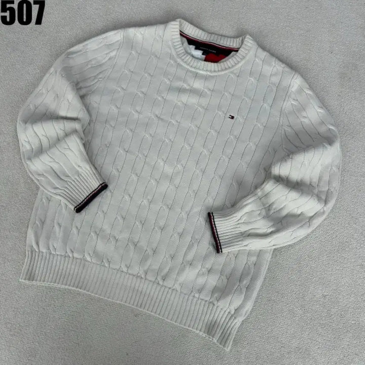 [BUNJANG] Tommy Hilfiger Cable Knit Sweater Ivory L / 타미힐피거 케이블 니트 아이보리 스웨터 L