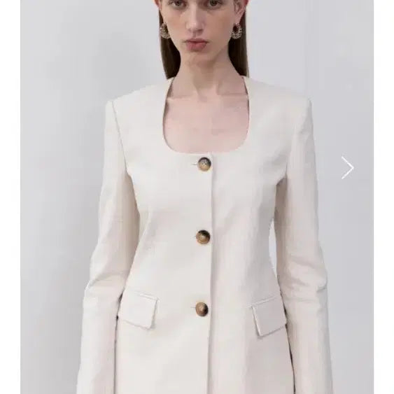[BUNJANG] Myiko Scoop Neck Linen Jacket / 마이아이코 스쿱넥 라인 린넨자켓