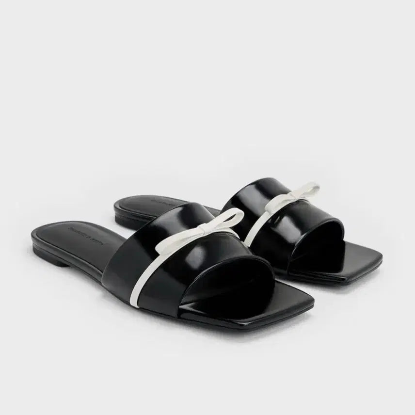 [BUNJANG] Charles &amp; Keith Black Ribbon Sandals / [박스포함] 찰스앤키스 블랙 리본 샌들