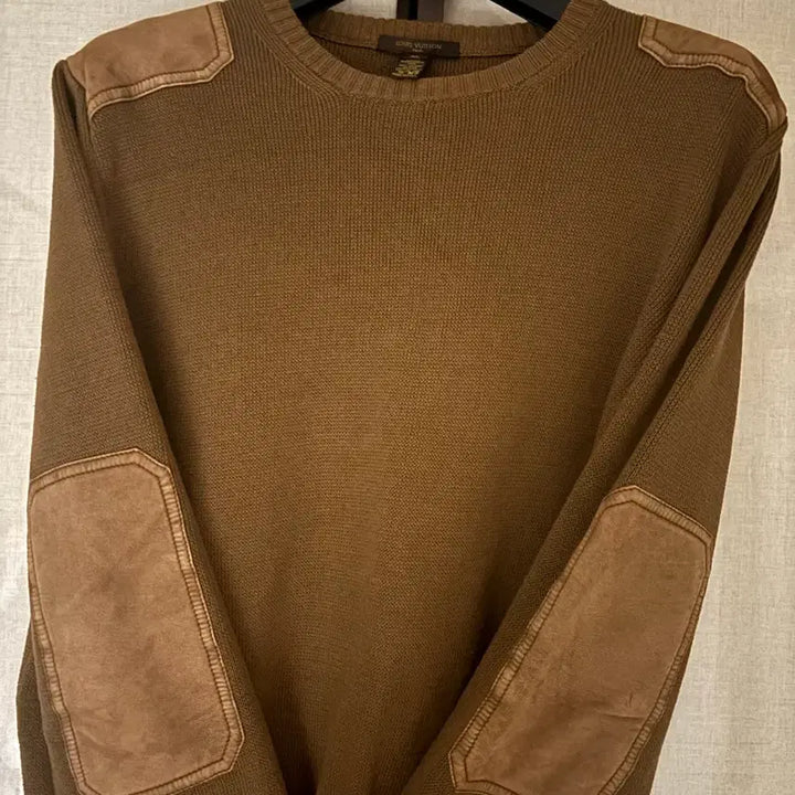 [BUNJANG] Louis Vuitton Suede Patch Knit XL / 정품) 루이비통 스웨이드 패치 니트 XL