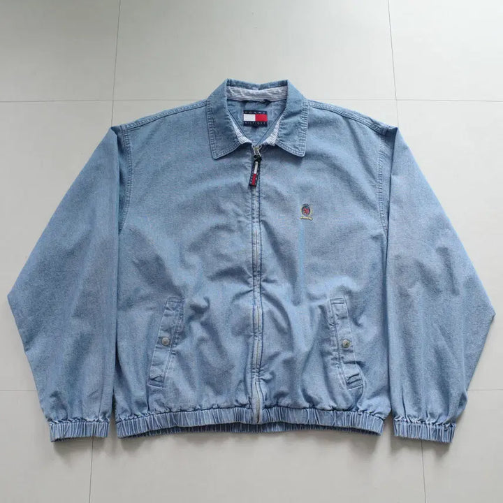 [BUNJANG] Tommy Hilfiger 90s Chambray Denim Harrington Jacket / 90s 타미힐피거 올드스쿨 샴브레이 데님 헤링턴 자켓 M