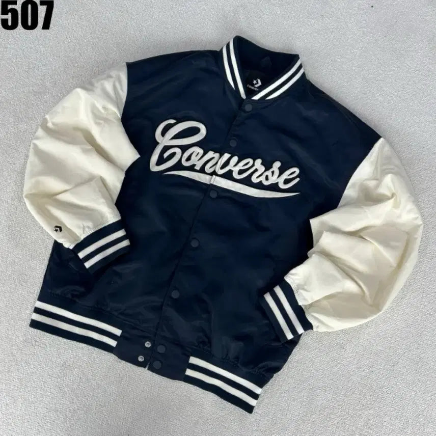 [BUNJANG] Converse Varsity Jacket Navy/Ivory M / 컨버스 바시티 자켓 네이비/아이보리 M