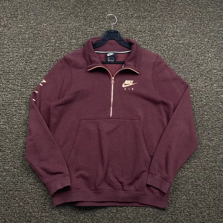 [BUNJANG] Nike Burgundy Half-Zip Sweatshirt / 나이키 버건디 반집업 맨투맨