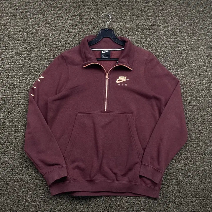 [BUNJANG] Nike Burgundy Half-Zip Sweatshirt / 나이키 버건디 반집업 맨투맨