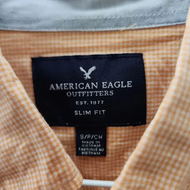 [BUNJANG] American Eagle Plaid Button-Down Shirt Orange S/P/CH / AMERICAN EAGLE 아메리칸이글 잔체크 오렌지 셔츠 S/P/CH