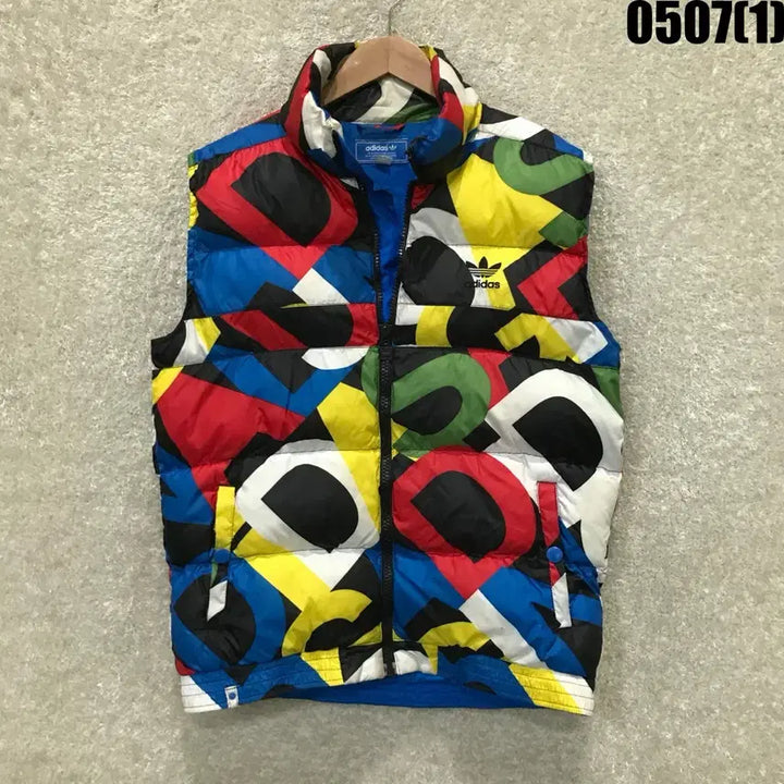 [BUNJANG] Adidas Colorful Pattern Padded Vest L / 아디다스 컬러풀 패턴 패딩 조끼 L