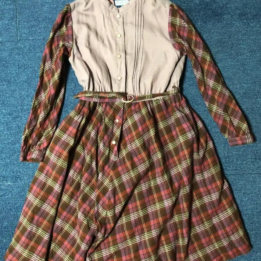 [BUNJANG] Purple Check Midi Dress / 보라 체크 원피스