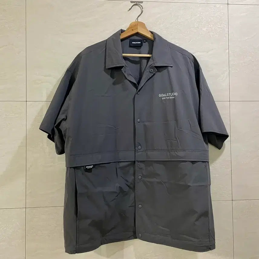 [BUNJANG] GOAL STUDIO Stretch Nylon Short Sleeve Shirt XL / 골 스튜디오 / 스트레치 나일론 반팔 셔츠, 남성 셔츠 / XL(110)