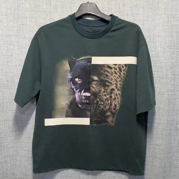 [BUNJANG] System Leopard Graphic Round Short-Sleeve T-Shirt Size 95 / 시스템 표범 그래픽 라운드 반팔티 95