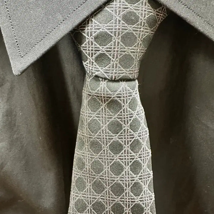 [BUNJANG] Dior Cannage Silk Necktie / 디올 까나쥬 넥타이 블랙 핑크 그레이