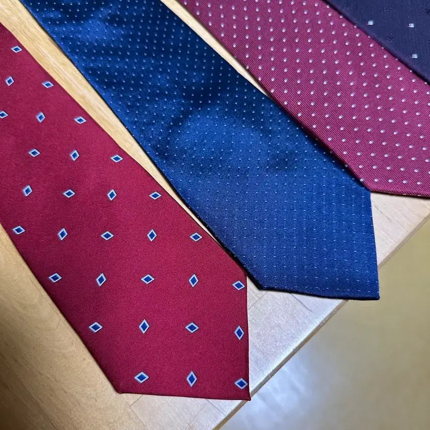 [BUNJANG] Fruyi 100% Silk Polka Dot &amp; Square Pattern Neckties (Set of 5) / 프루이 넥타이 도트 패턴 스퀘어 다이아등 5개