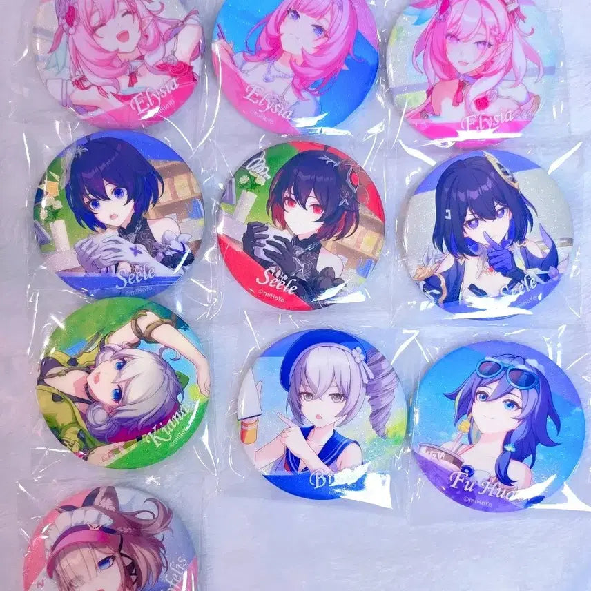 [BUNJANG] Honkai Impact 3rd Pardofelis Seele Elysia Can Badge Bundle Set / 붕괴3rd 파르도 제레 엘리시아 브로냐 키아나 후카 캔뱃지 일괄