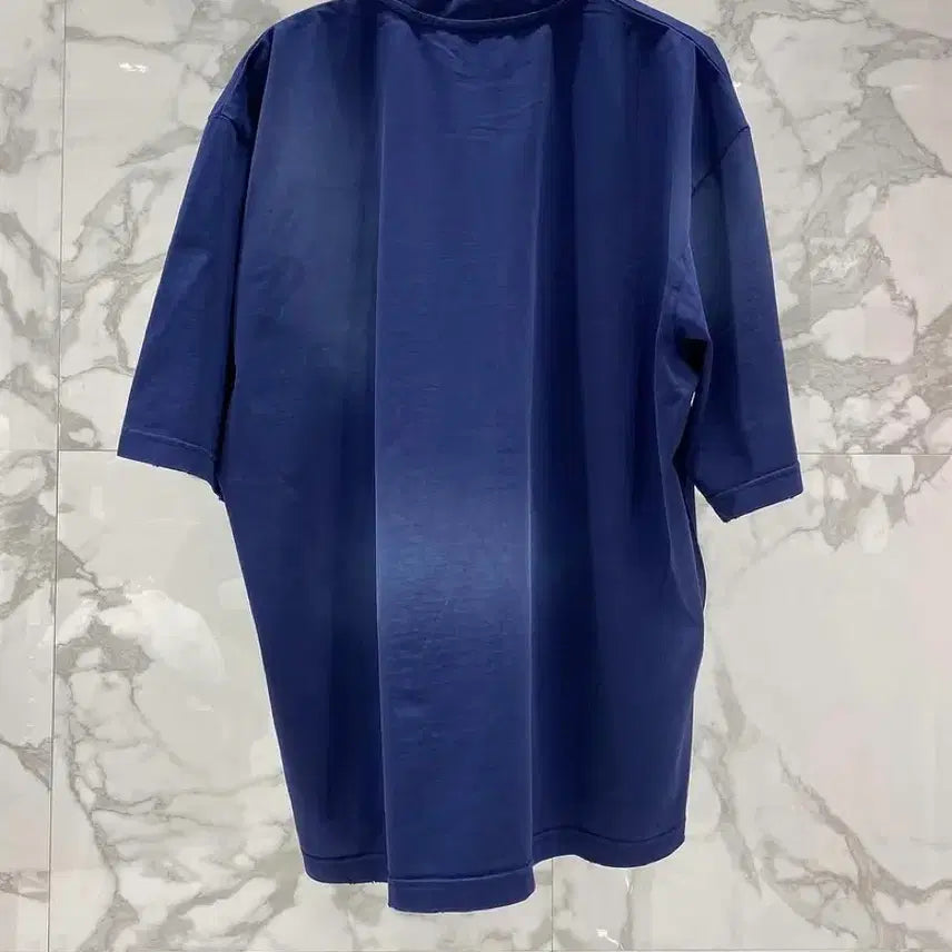 [BUNJANG] Solid Homme 25SS Navy Washed Embroidered T-shirt / 25SS 솔리드옴므 네이비 워싱 반팔 자수 티셔츠