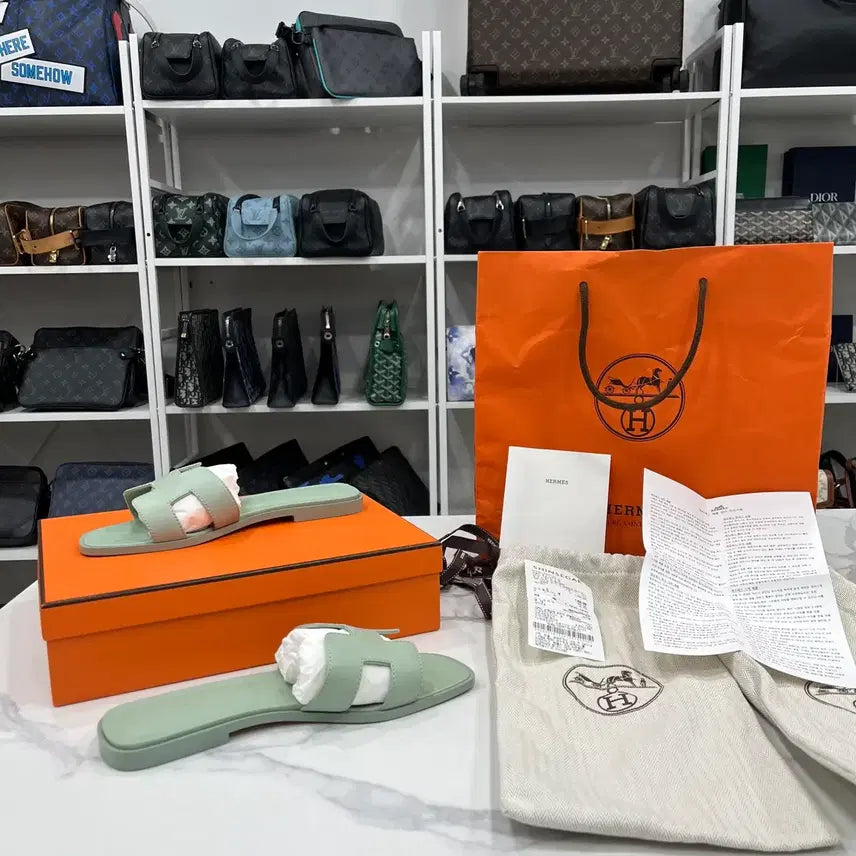 [BUNJANG] Hermes Oran Slippers Mint 37 / [37/새상품급]에르메스 오란 슬리퍼