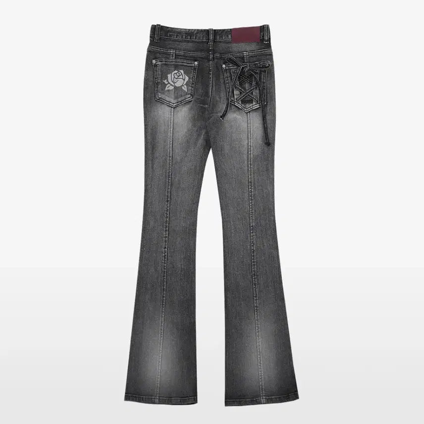 [BUNJANG] Darling Your Bad Rose Bootcut Denim Black S / 달링유어배드 로즈 부츠컷 데님 블랙 s