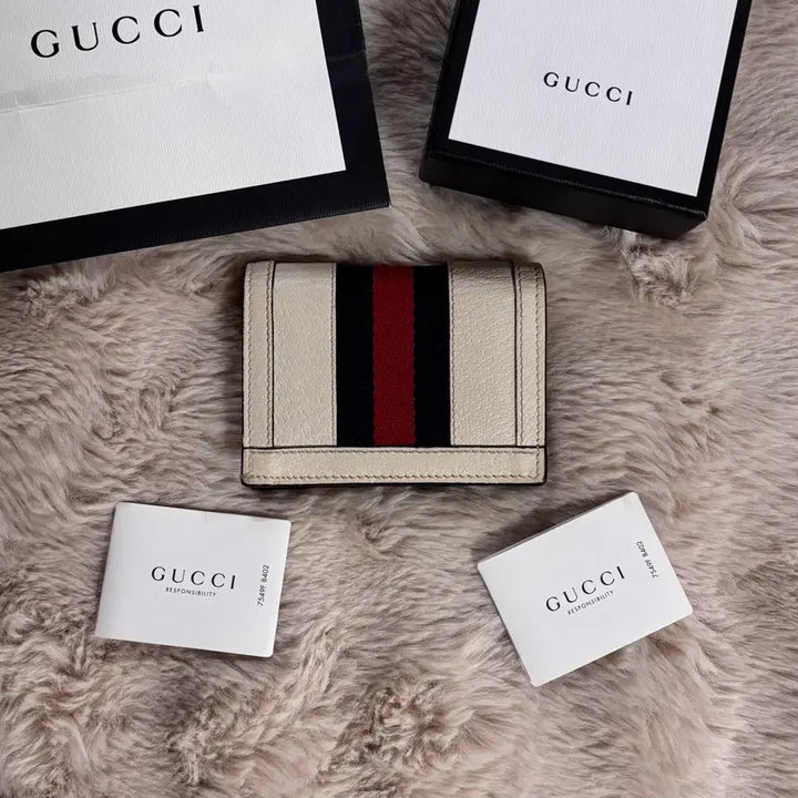 [BUNJANG] Gucci Ophidia Tri-Stripe Wallet Ivory / [정품] 구찌 오피디아 반지갑 아이보리 삼선