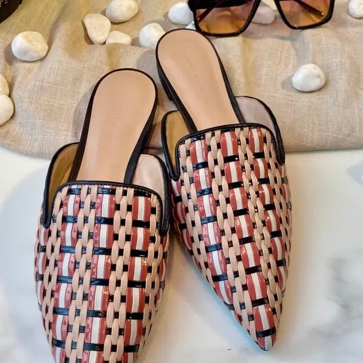 [BUNJANG] Charles &amp; Keith Woven Pointed Toe Mule Flats / 찰스앤키스 우븐 포인티드 토 뮬(플랫슈즈)