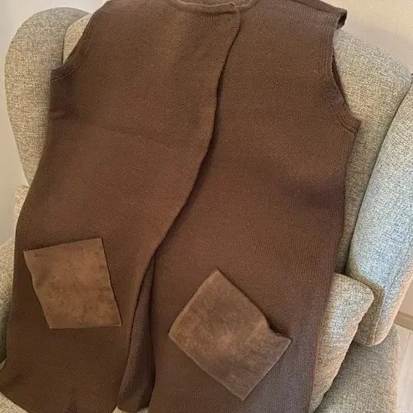 [BUNJANG] Compagna Brown Knit Long Vest / 콤파냐 니트 롱 조끼 브라운