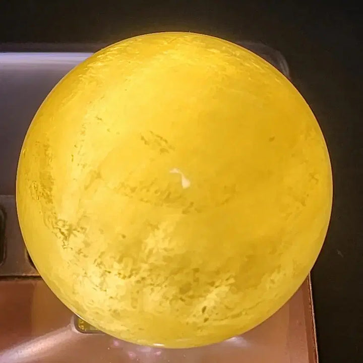 [BUNJANG] Natural Citrine Crystal Sphere with Wooden Stand / 천연 황수정 크리스탈 구체+목재 받침대
