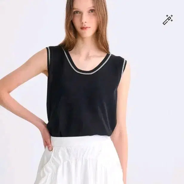 [BUNJANG] TIME by TIMELESS Two-Way Sleeveless Top - Black / 한섬 타임 투웨이 슬리브리스 블랙 새상품