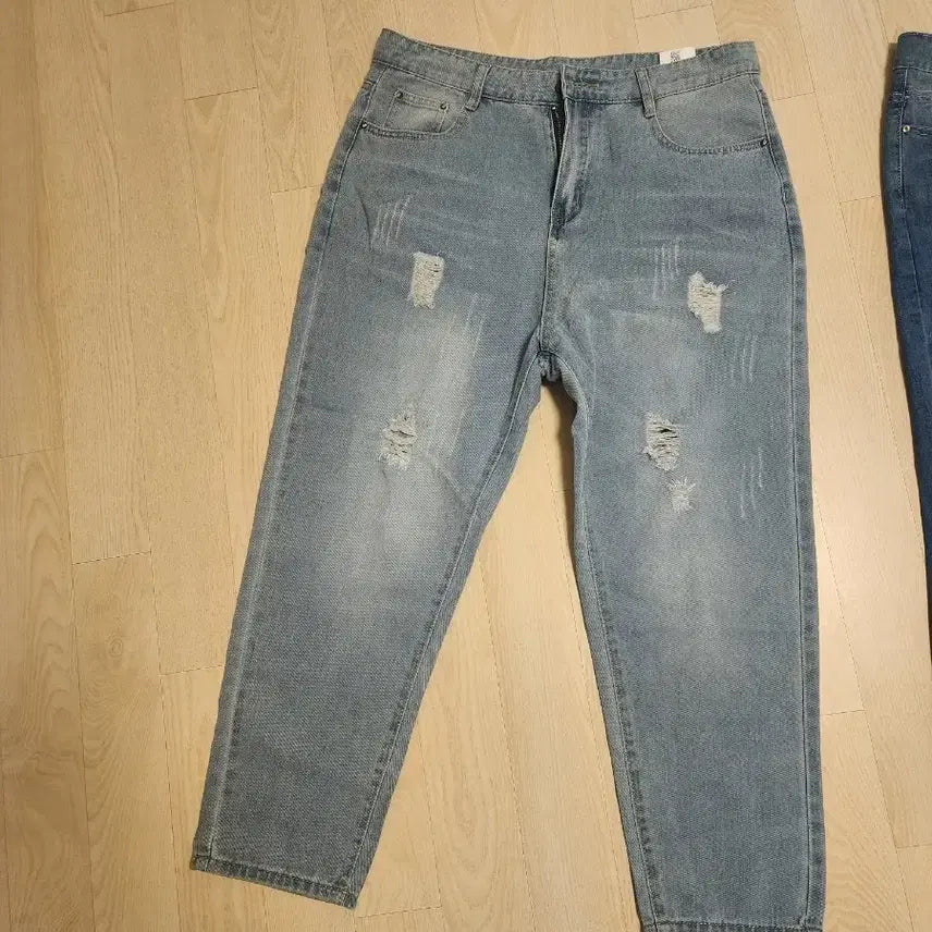 [BUNJANG] Distressed Denim Baggy Jeans / 찢청 데님 청바지 34
