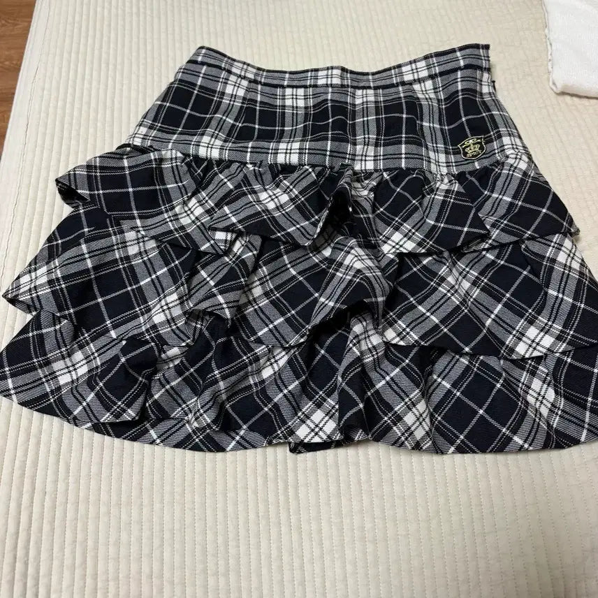 [BUNJANG] Vintage 3-Tier Frill Checkered Mini Skirt / 빈티지 스커트