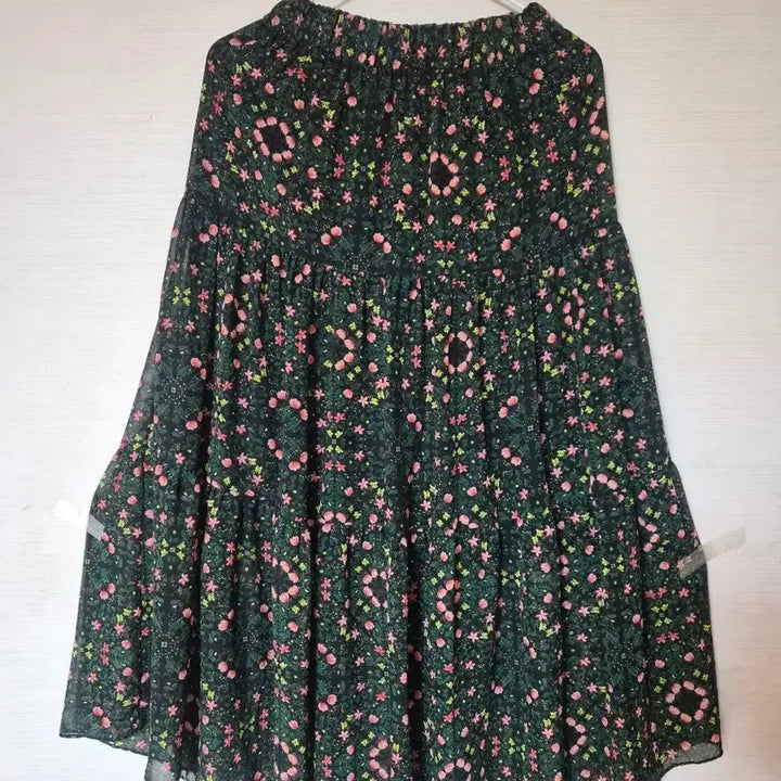 [BUNJANG] Flower Pattern Tiered Long Skirt / 플라워 패턴 캉캉  스커트