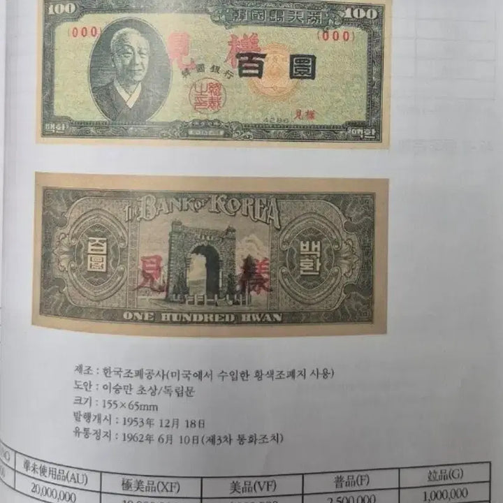 [BUNJANG] Bank of Korea Lee Byung-chul 100 Won Yellow Paper Note (Serial Number 1) / 한국은행 좌이박 백환(황색지) 고희귀지폐 판번1번 미품 특가나눔65만원