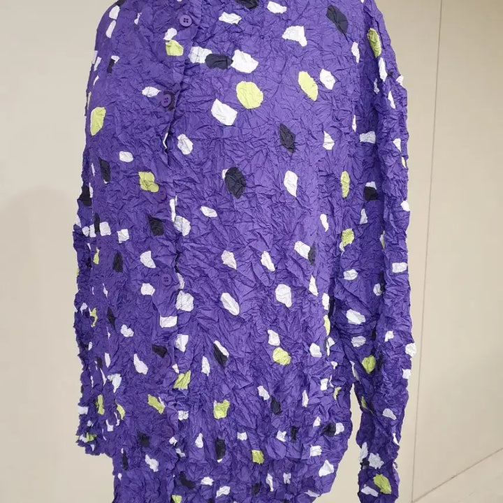 [BUNJANG] Unique Wrinkled Purple Dotted Jacket / 주름 퍼플 도트 자켓