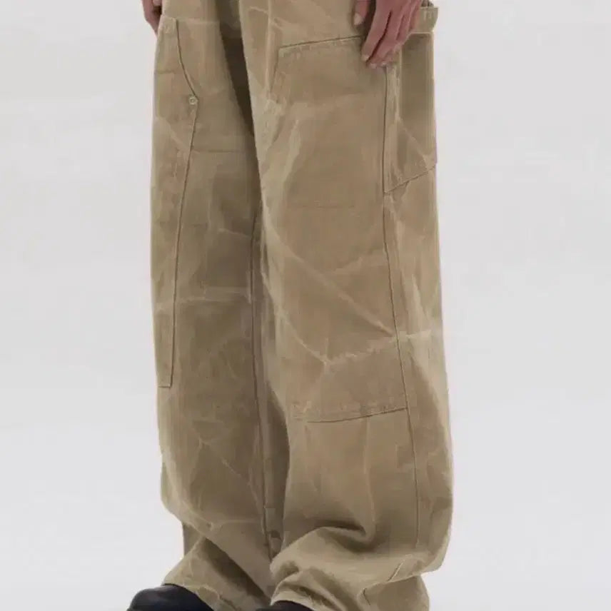 [BUNJANG] Gamma Gallery Wide Beige Cotton Pants / 와이드 베이지 코튼 팬츠 (감마갤러리)