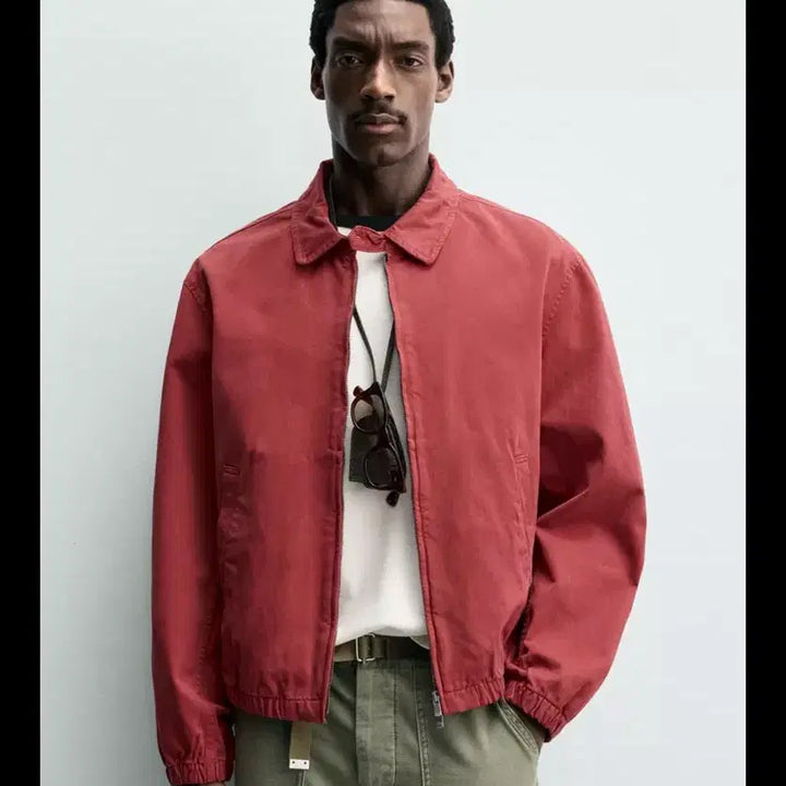 [BUNJANG] Zara Washed Cotton Regular Fit Jacket Red (M) / 자라 레귤러 핏 워싱 코튼 재킷 레드 m사이즈 팝니다
