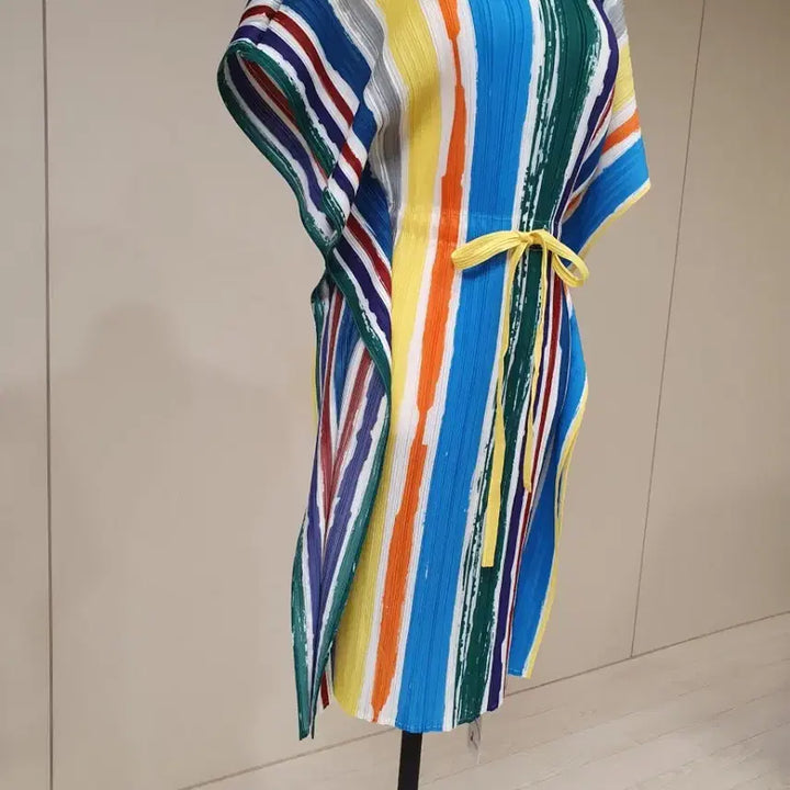 [BUNJANG] Color Stripe Pleated Dress / 컬러 스트라이프 플리츠 원피스