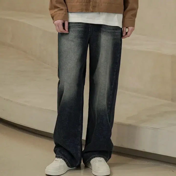 [BUNJANG] Indigo Wide Denim Pants / 진청 인디고 와이드 데님 팬츠 (와르)
