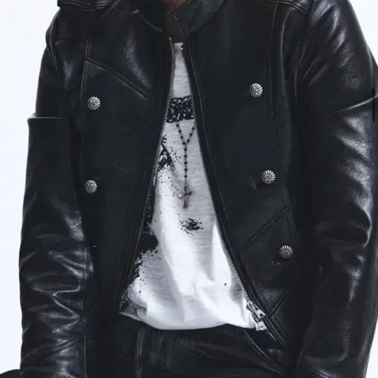[BUNJANG] Recito Napoleon Leather Rider Jacket / 새상품 레씨토 나폴레옹 레더 라이더 자켓 가죽잠바