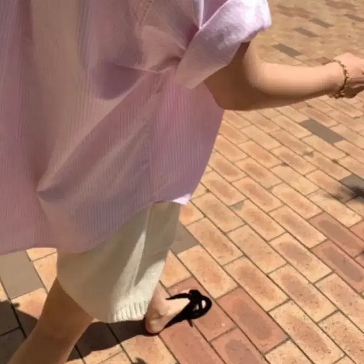 [BUNJANG] MONE Pink Stripe Shirt / 새상품)모네 MONE 핑크 스트라이프 셔츠