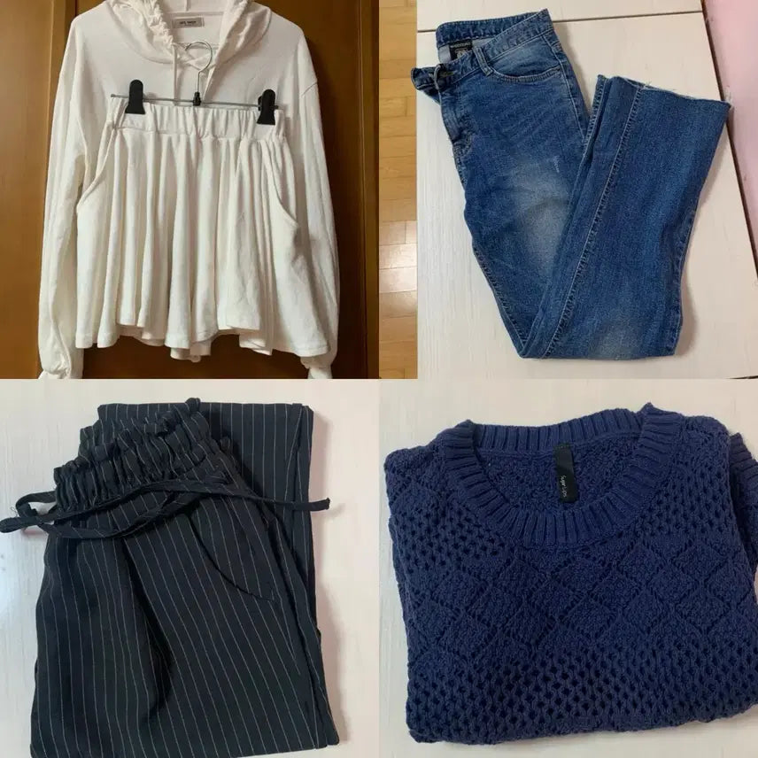 [BUNJANG] Bundle Set: 4pcs Training Set, Jeans, Slacks, Knit / 일괄) 4벌 트레이닝 셋업 청바지 슬랙스 니트