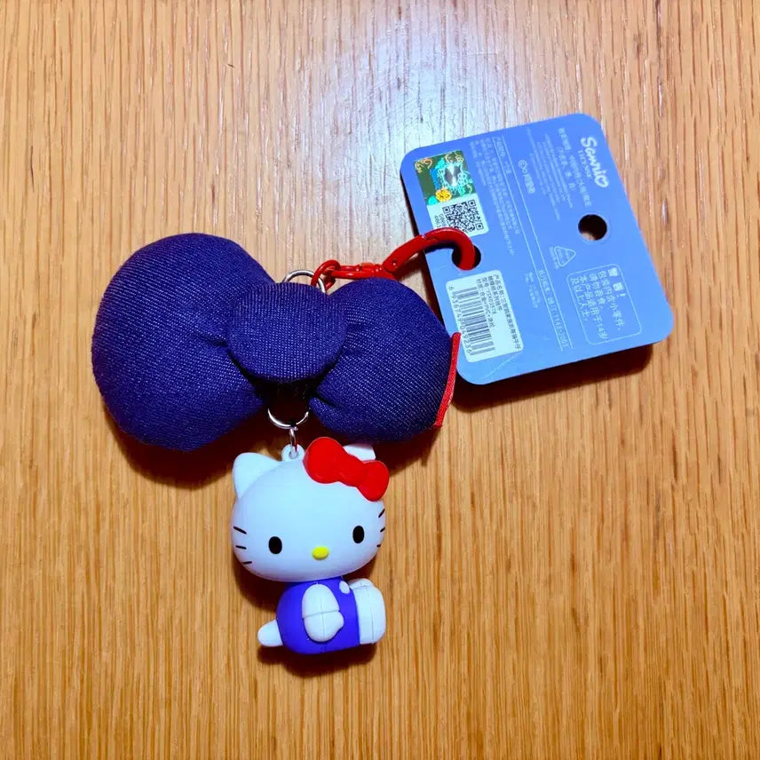 [BUNJANG] Sanrio Hello Kitty Denim Ribbon Keyring / 산리오 헬로키티 데님 리본 키링