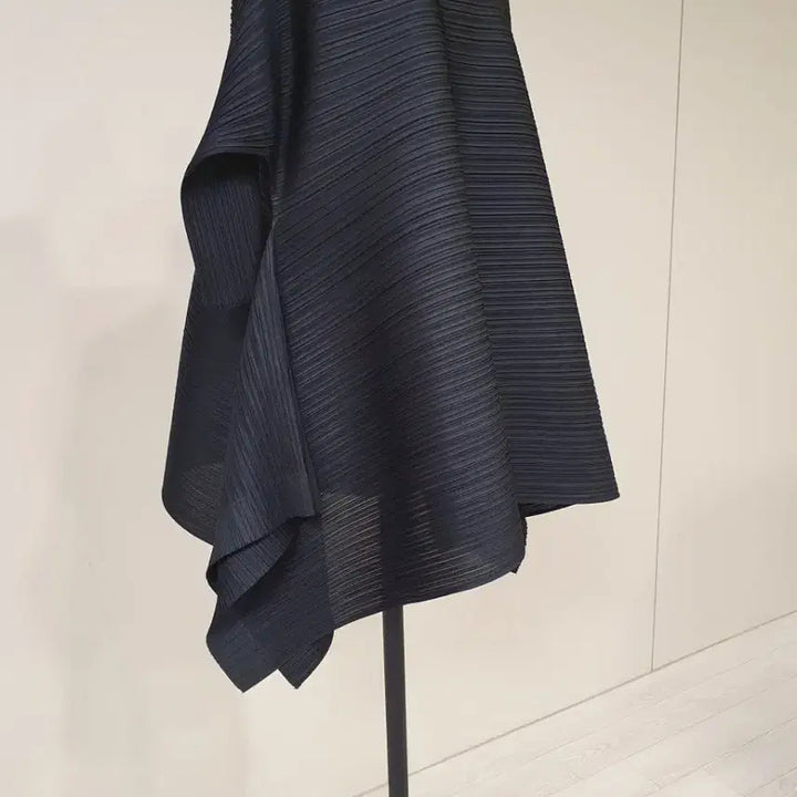 [BUNJANG] Pleated Short Sleeve Blouse - Black / 플리츠  블랙 반팔 블라우스
