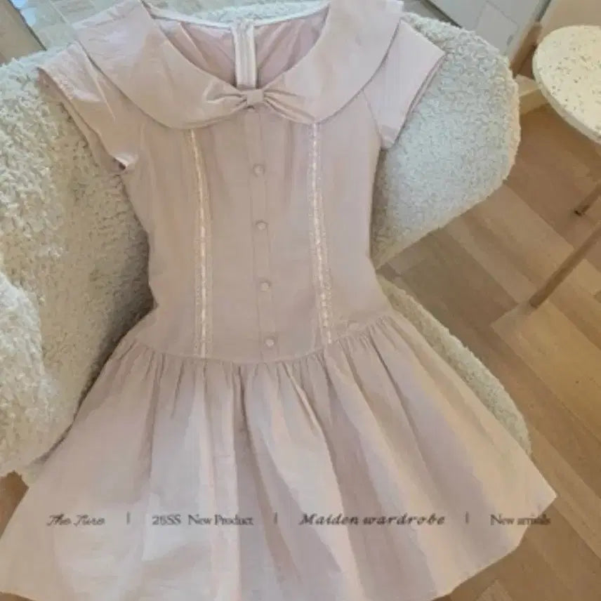 [BUNJANG] Ribbon Collar Mini Dress / 리본 카라 미니 원피스