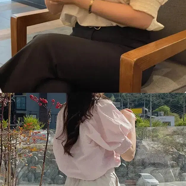 [BUNJANG] Come Here Smoke Puff Short Sleeve Blouse / 컴히얼 스모크 퍼프 반팔 블라우스