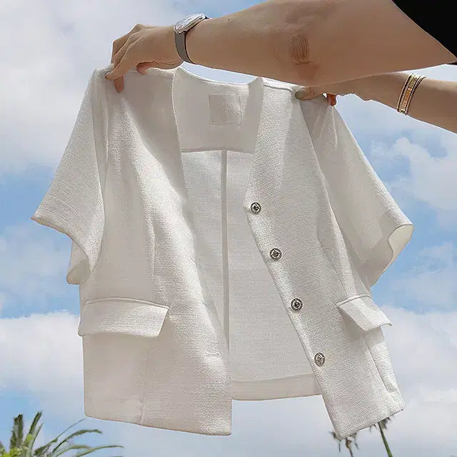 [BUNJANG] Joa Mom Short Sleeve Summer Tweed Jacket / 조아맘 반팔 코코드 썸머 트위드 자켓