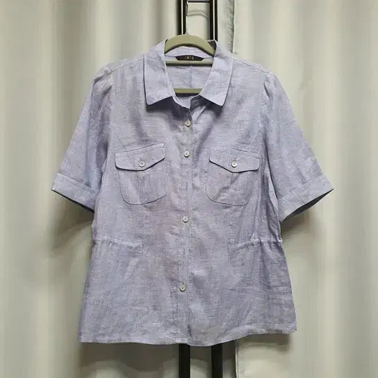 [BUNJANG] DAKS Linen String Short Sleeve Shirt Jacket / DAKS 닥스 린넨 카라 스트링 반팔 셔츠 자켓 썸머 여름