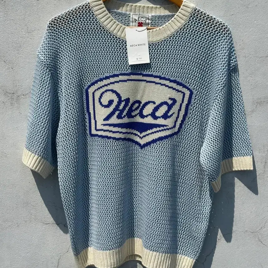 [BUNJANG] AECA White Short Sleeve Crochet Knit Top / (새상품) [L] AECA 에니카화이트 반팔 크로쉐니트