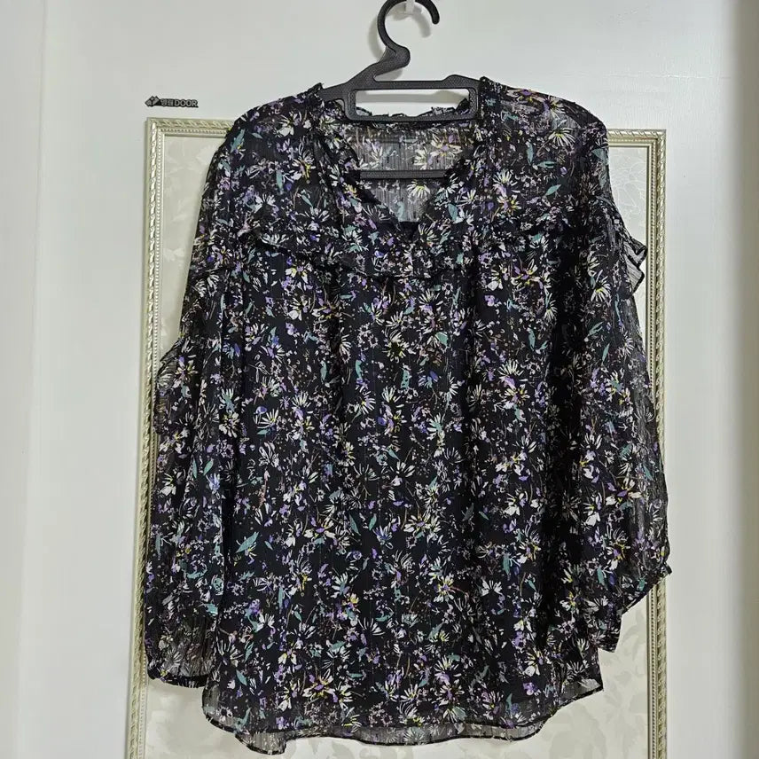 [BUNJANG] Flower Chiffon Blouse (Plus Size) / 플라워 쉬폰 블라우스 빅사이즈