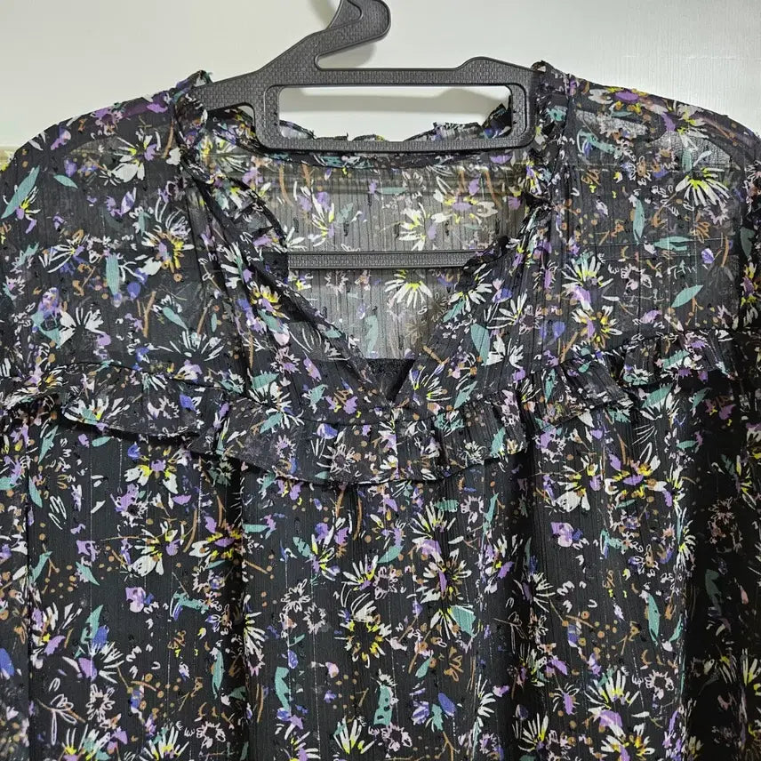 [BUNJANG] Flower Chiffon Blouse (Plus Size) / 플라워 쉬폰 블라우스 빅사이즈