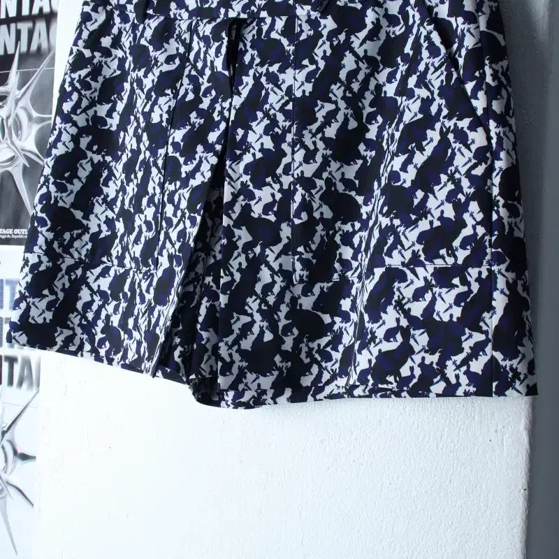 [BUNJANG] W(M) Valencia Pattern Blue Layered Unique Shorts / W(M) 발렌시아 반바지 팬츠 패턴 블루 레이어드 유니크-2645