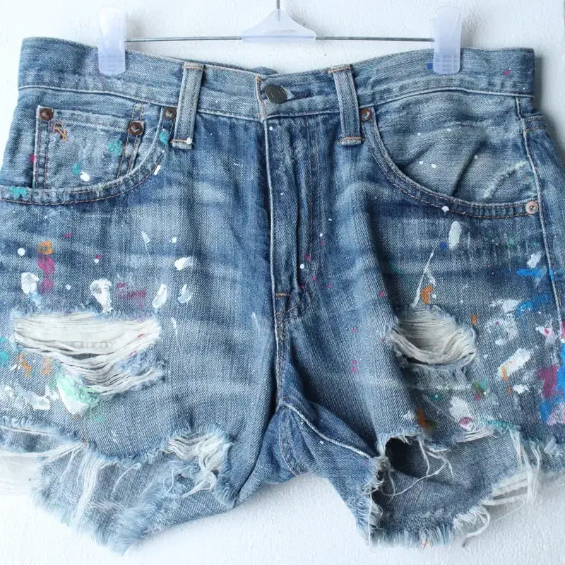[BUNJANG] Polo Ralph Lauren Distressed Painted Denim Shorts / W(L-XL) 폴로 랄프로렌 반바지 팬츠 데님 찢청 페인팅-264A